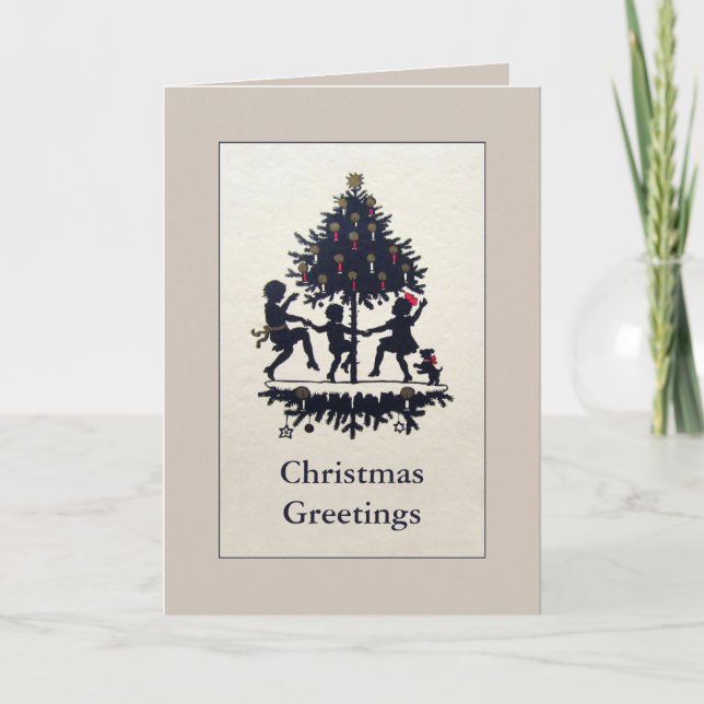 Vintage silhouette carte enfant de Noël (Devant)