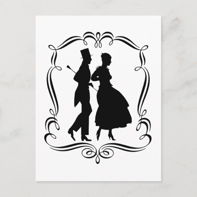 Vintage Silhouette Elegante Mann Postkarte (Vorderseite)