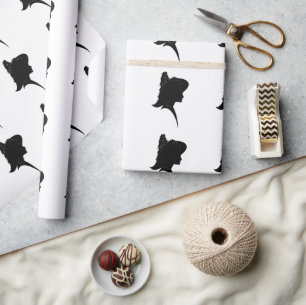 Vintage Silhouette Frau mit Hut Geschenkpapier