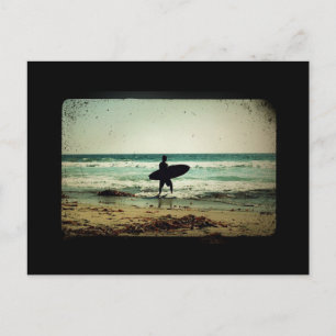 Vintage Silhouette für Surfer Postkarte