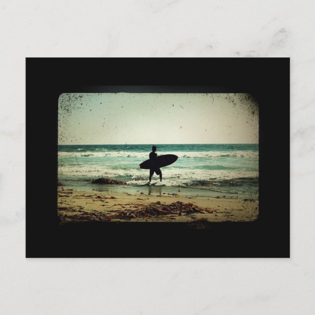 Vintage Silhouette für Surfer Postkarte (Vorderseite)
