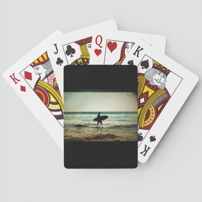Vintage Silhouette für Surfer Spielkarten (Rückseite)