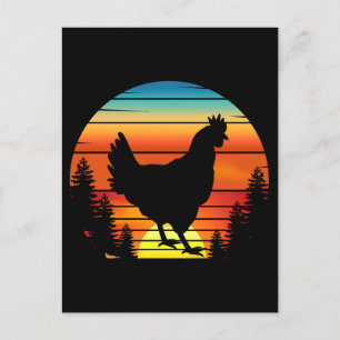 Vintage Silhouette von Hühnern Postkarte