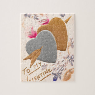 Vintage Silver & Gold Herzstück Valentine Postkart