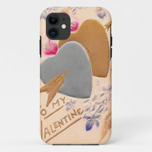 Vintage Silver & Gold Herzstück Valentine Postkart Case-Mate iPhone Hülle