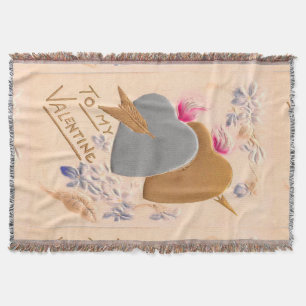 Vintage Silver & Gold Herzstück Valentine Postkart Decke