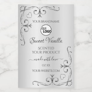 Vintage Silver Product Labels Verziert Corners Log Lebensmitteletikett