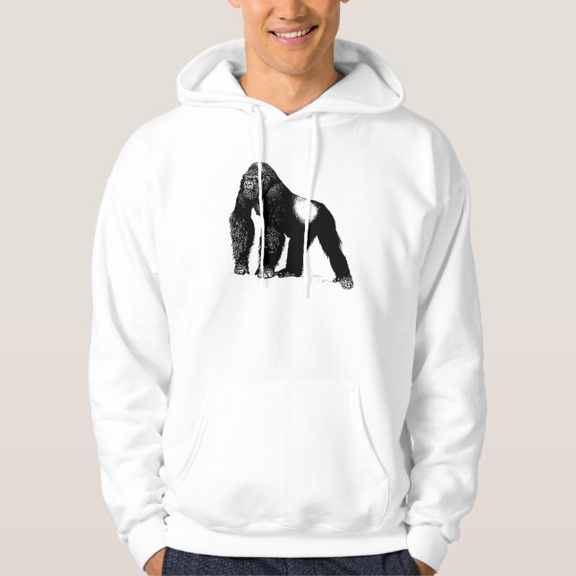 Vintage Silverback-Gorilla-Illustration, schwarz Hoodie (Vorderseite)