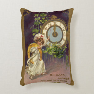 Vintage Silvesterabend Irische Maid Uhr um Mittern Dekokissen