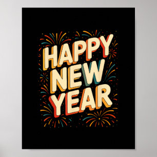 Vintage Silvesterparty Countdown Frohes Neues Jahr Poster