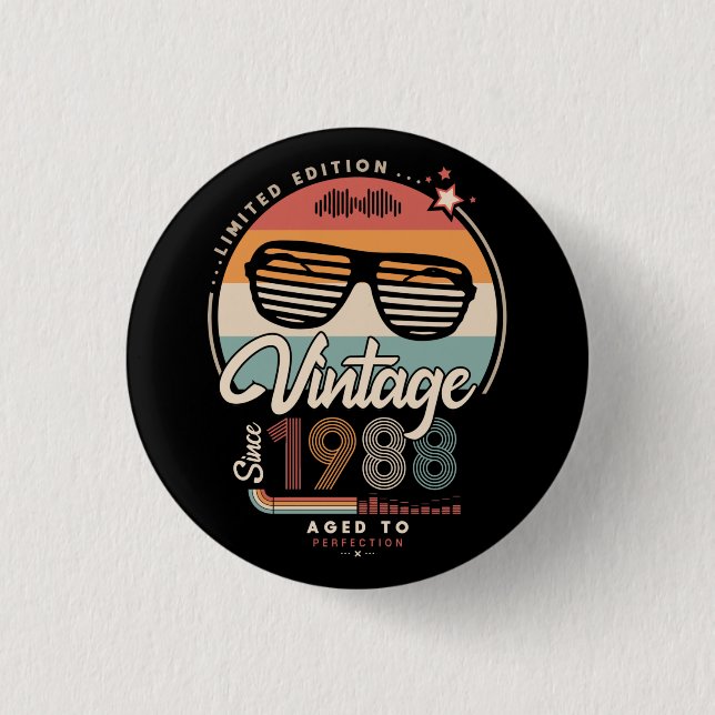 Vintage Since 1988 Button (Vorderseite)