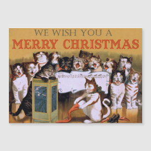 Vintage Singing Cats Weihnachtsgruß Magnetkarte