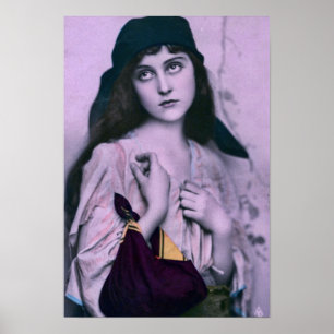 Vintage Sinti und Roma-Girl-Violett-Print Poster
