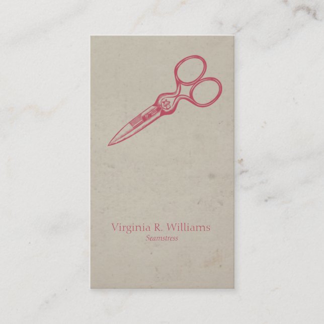 Vintage Sissors Näherin-Mode Visitenkarte (Vorderseite)