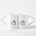 Vintage Sitte von Herrn und Frau Liebestassen<br><div class="desc">Mr. und Mrs. Pärchen Kaffee Tasse,  individuell mit Ihrem eigenen Namen und Ihre Lieblingsfarben.</div>