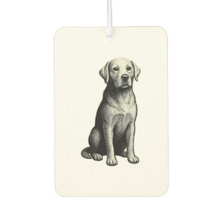 Vintage Sitting Dog Illustration Autolufterfrischer