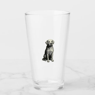 Vintage Sitting Dog Illustration Glas
