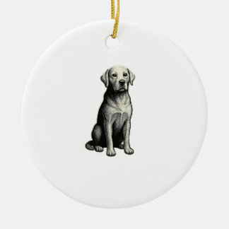 Vintage Sitting Dog Illustration Keramik Ornament