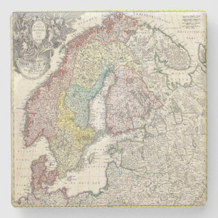 Vintage Skandinavien-Karte Steinuntersetzer