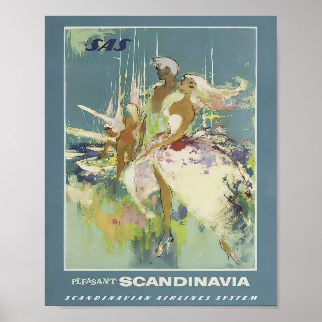 Vintage Skandinavien Reisewerbung Poster (Vorne)