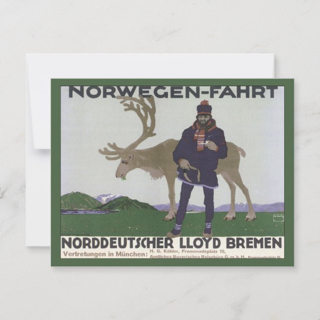 Vintage skandinavische Reise nach Norwegen (Vorderseite)
