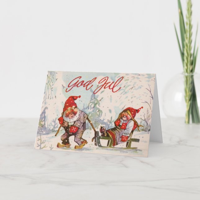 Vintage skandinavische Weihnachtskarte Feiertagskarte (Vorderseite)