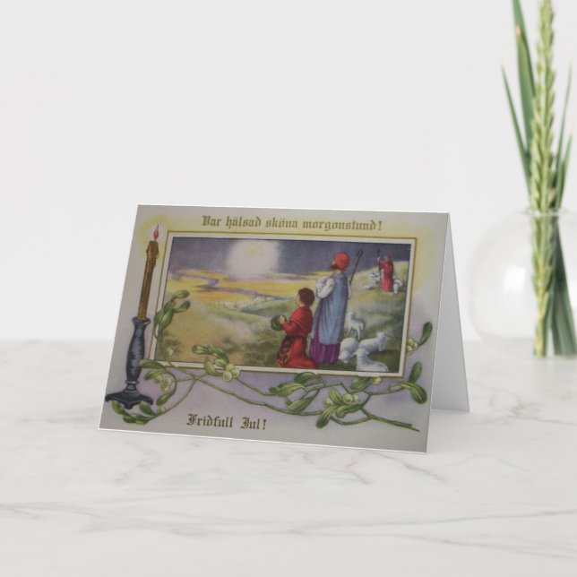 Vintage skandinavische Weihnachtskarte Feiertagskarte (Vorderseite)