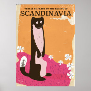 Vintage skandinavisches Reiseplakat. Poster