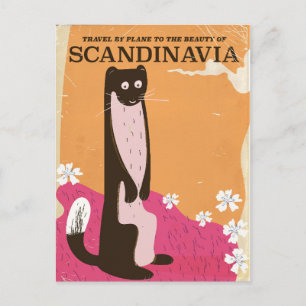 Vintage skandinavisches Reiseplakat. Postkarte