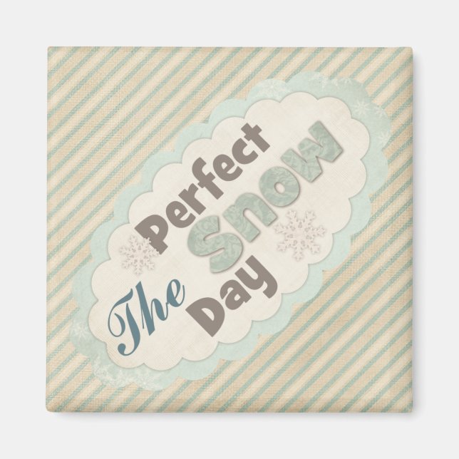 Vintage Skate niedlich rustikaler Winterschneetag Magnet (Vorne)