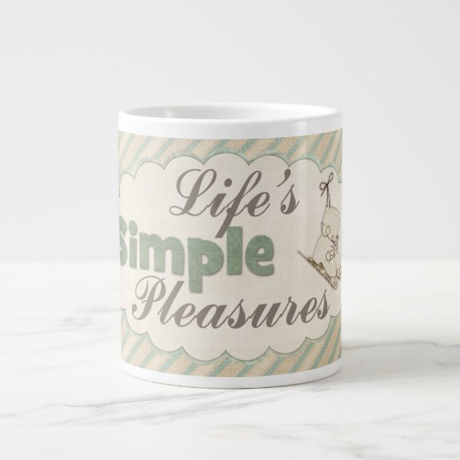 Vintage Skate niedliche Winterquote gestreift Jumbo-Tasse (Vorderseite)