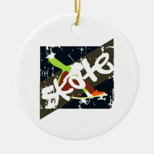 Vintage-Skateboard Keramik Ornament