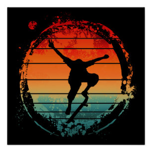 Vintage Skateboarding Skateboard Poster