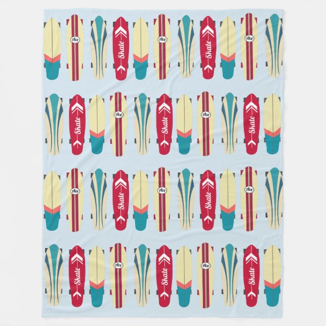 Vintage Skateboards Fleecedecke (Vorderseite)