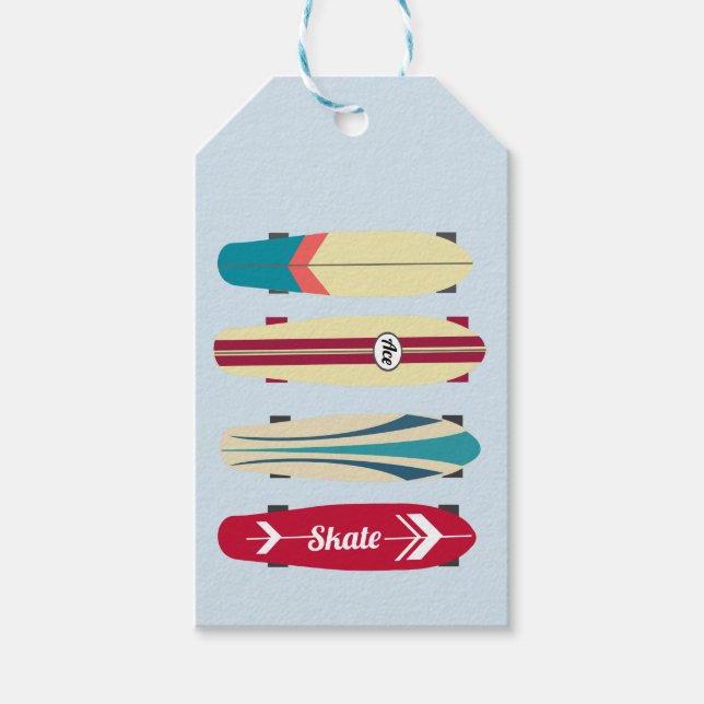 Vintage Skateboards Geschenkanhänger (Vorderseite)