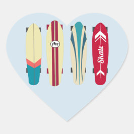 Vintage Skateboards Herz-Aufkleber