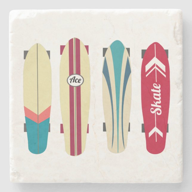Vintage Skateboards Steinuntersetzer (Vorderseite)