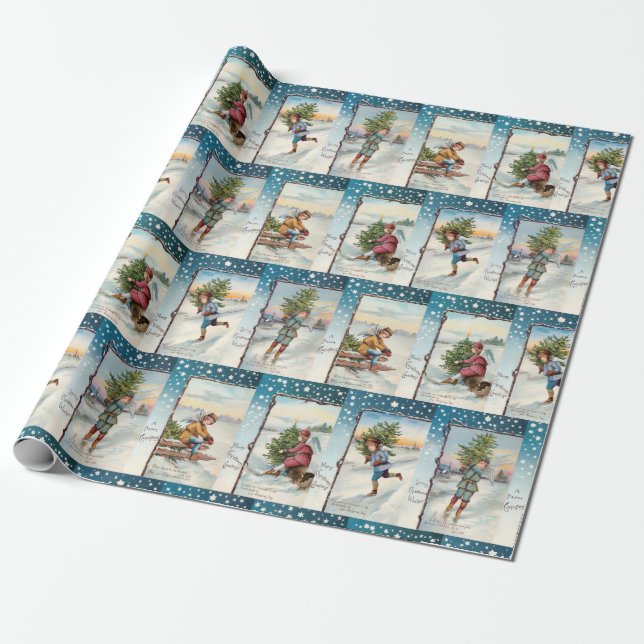 Vintage Skaten-Engel Geschenkpapier (Ungerollt)
