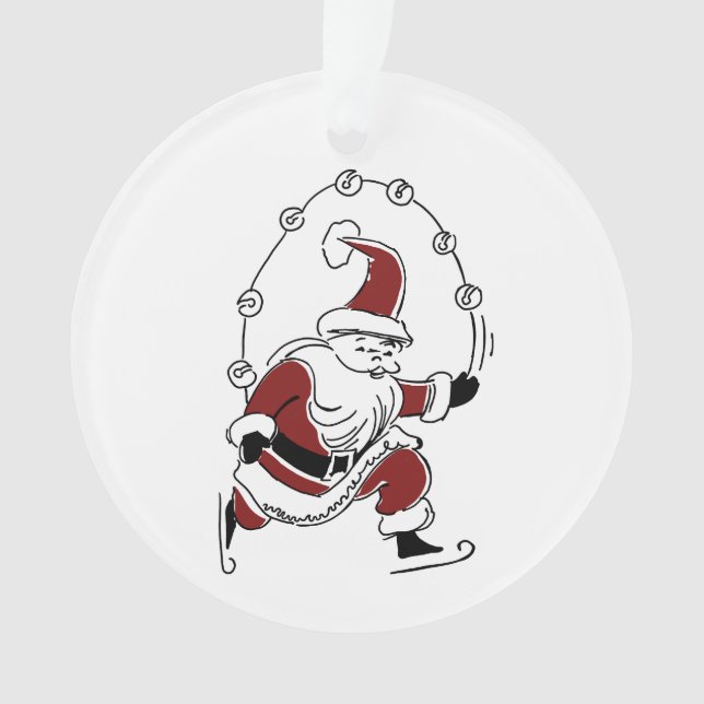 Vintage Skating Santa Christmas Ornament (Vorderseite)