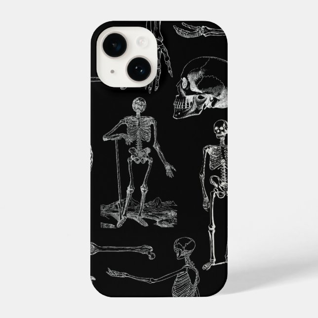 Vintage Skeleton Illustration Phone Case iPhone 14 Hülle (Rückseite)