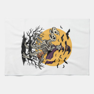 Vintage-Skelett-Dinosaurier-Halloween-Shirt-Design Geschirrtuch