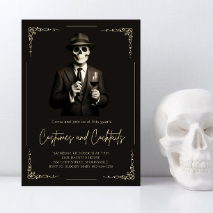 Vintage-Skelett-Erwachsenen-Halloween-Party Einladung