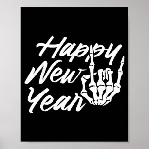 Vintage-Skelett Frohes Silvester  Poster