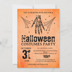 Vintage-Skelett-Hand-Halloween-Kostümparty Einladung