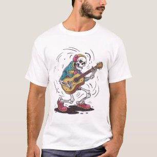 Vintage-Skelett spielt Gitarre T-Shirt