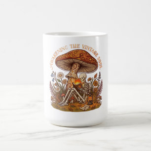 Vintage-Skelett- und Pilz-Shirt Kaffeetasse