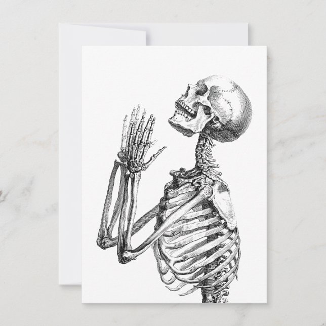 Vintage Skelettbilddarstellung, Skull Feiertagskarte (Vorderseite)