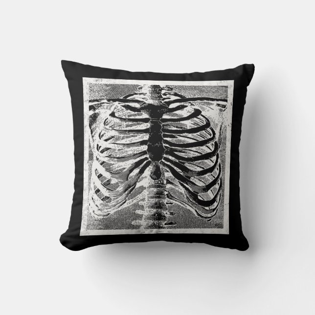 Vintage Skelettknochen Torso-Karosserie Halloween Kissen (Vorderseite)