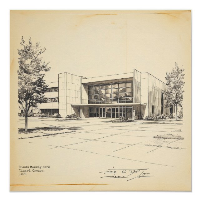 Vintage Sketch Hindu Monkey Farm Poster (Vorderseite)