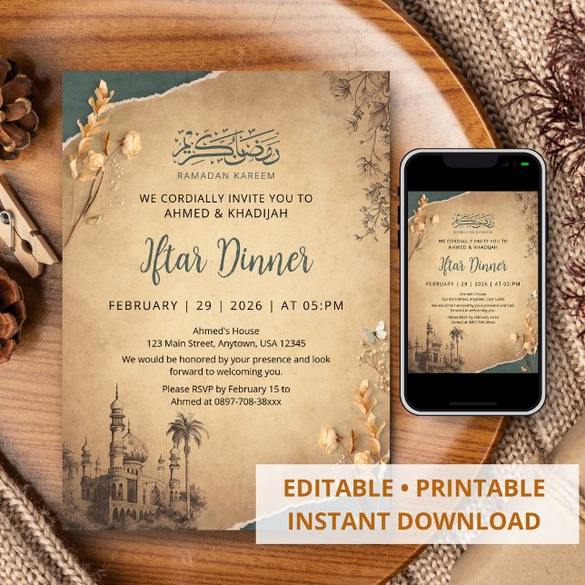Vintage Sketch Ramadan Iftar Dinner Invitation Einladung (Von Creator hochgeladen)